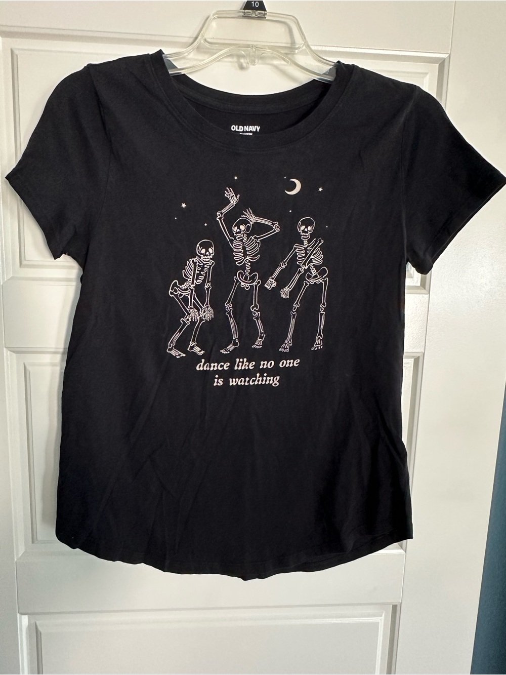 Old Navy Black Graphic Tee with White Halloween Print